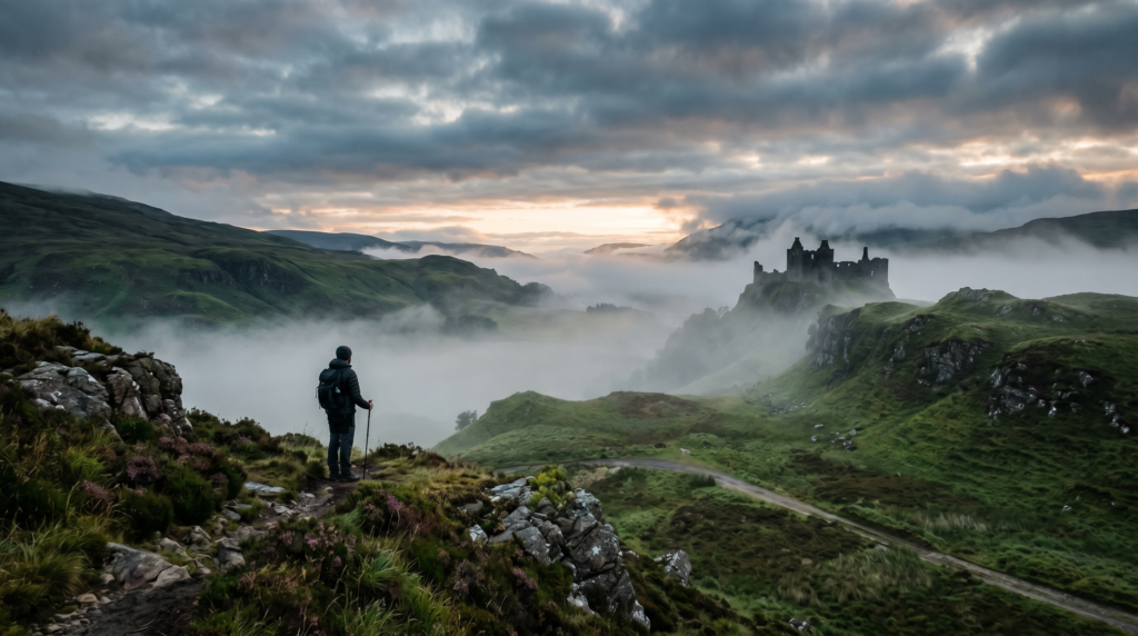 Mystic Outlands: Die 7 ätherischsten Reiseziele 2026 für deine Seele 01 schottische highlands nebel, ruinen & seelenfrieden