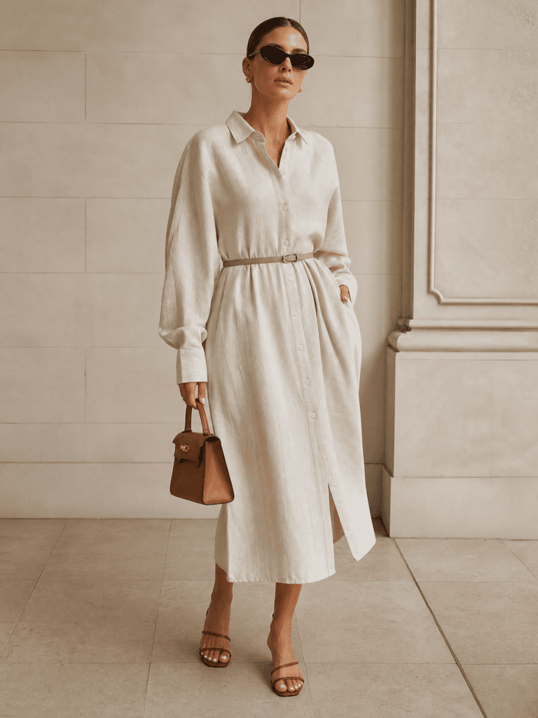 oversized hemdkleid in creme